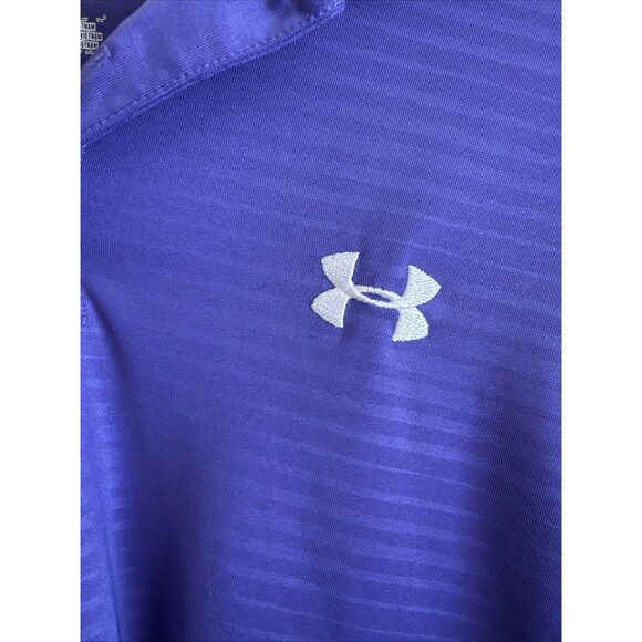 Under Armour Mens Shirt Large HeatGear Loose Blue Short Sleeve Polo Golf Active - Picture 3 of 5